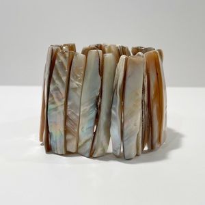 Wide Mother Of Pearl Stretch Bracelet